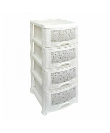 Комод пласт. 4 секции Ажур (белый) 95х48х37см Комод пласт. 4 секции Ажур (белый) 95х48х37см