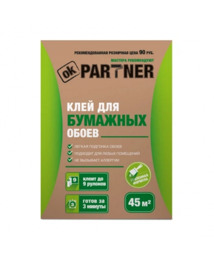 Клей обойный PARTNER для любых бумажных обоев, 140гр (45м2)