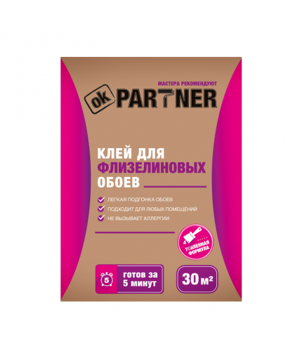 Клей обойный Partner 30 для флизелиновых обоев, 210гр (30м2)