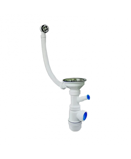 Сифон Элит 3 1/2"*40 с гиб. круг. перелив.мойки и отводом (ВИР 6177)
