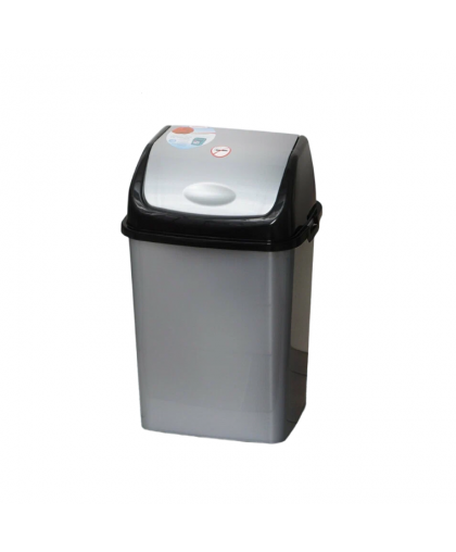 Ведро для мусора пл 8л "Камелия" кожа серебристый перламутр/черный Ведро для мусора пл 8л "Камелия" кожа серебристый перламутр/черный