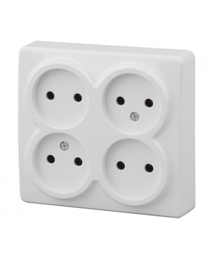 Розетка UNIVersal Олимп 4мест. б/з белый квадратная