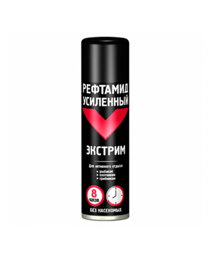 Аэрозоль от насекомых Рефтамид Экстрим усиленный до 8часов черный 150мл Аэрозоль от насекомых Рефтамид Экстрим усиленный до 8часов черный 150мл