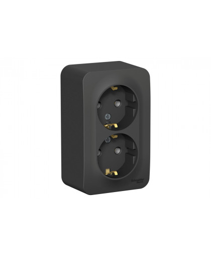 Розетка наружная BLANCA 2-м с/з без шторок 16А, 250В с изол.пластиной антрацит Розетка наружная BLANCA 2-м с/з без шторок 16А, 250В с изол.пластиной антрацит