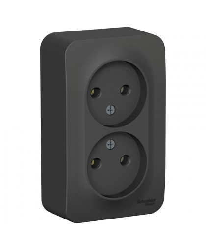 Розетка наружная BLANCA 2-м б/з без шторок 16А, 250В с изол.пластиной антрацит Розетка наружная BLANCA 2-м б/з без шторок 16А, 250В с изол.пластиной антрацит