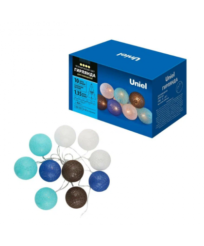 Гирлянда 10LED 1,35м "Шарики" белый 2*AA Uniel Гирлянда 10LED 1,35м "Шарики" белый 2*AA Uniel