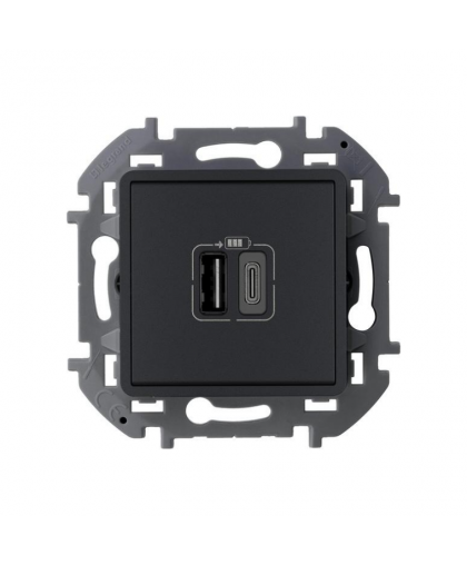 Зарядное устройство с двумя USB разъемами А С 240В/5В 3000мА INSPIRIA антрацит