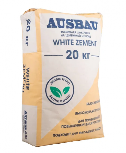 Смесь шпаклевочная финишная на цементной основе WHITE ZEMENT 20кг Ausbau