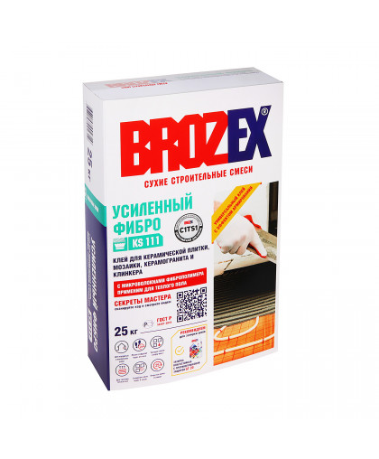 Клей для плитки BROZEX KS-111 усиленный ФИБРО 25кг