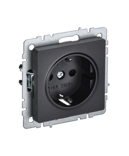 Розетка c/з 16А РС11-1-0-БрЧ черный BRITE IEK