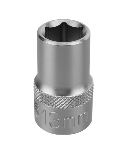 Головка торцевая 13мм 6-гранная CrV. под квадрат 1/2". хром STELS
