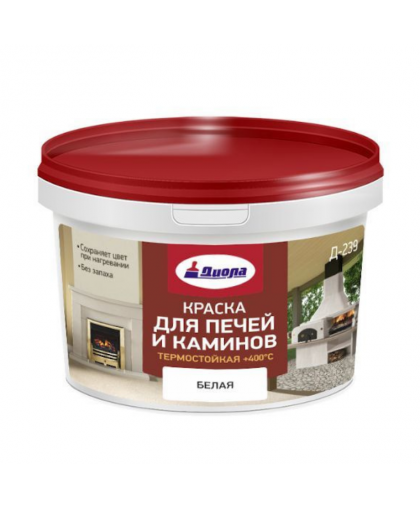 Краска для печей и каминов Д-239 белая 1,5кг ДИОЛА