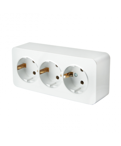 Розетка "София" трехместная с/з 250В 10А серия белый STEKKER Розетка "София" трехместная с/з 250В 10А серия белый STEKKER