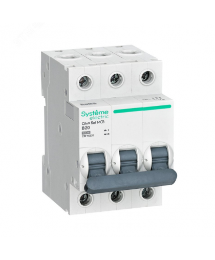 Выключатель автоматический трехполюсный 20А С 4.5kA 400B City9 Set Systeme Electric