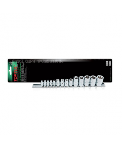 Набор головок 1/4", 3/8", 1/2" "звездочка" Е4-Е24мм 14предм. TOPTUL