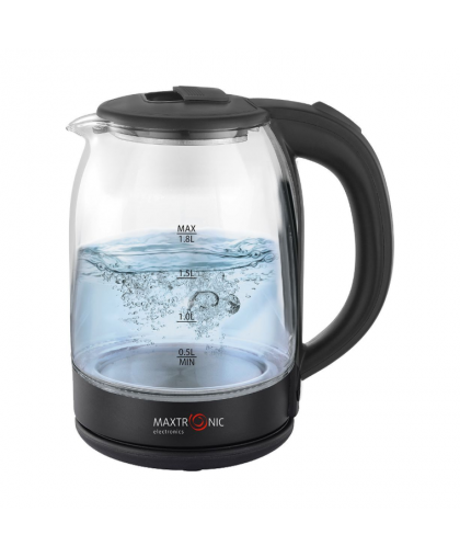 Чайник электрический 1,8л 1800Вт стекло черный MAX-405