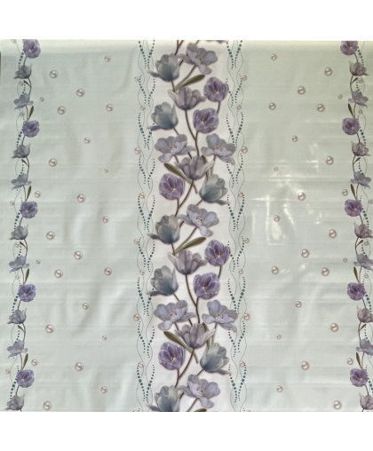 Клеенка на тканевой основе "Фантазия" AS-755 дорожка гол. цветы на молоч.фоне 1,37*20м