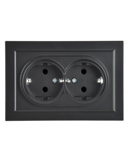 Розетка BRITE двойная с/з без защит.шторок 16А в сборе РС12-3-БрЧ