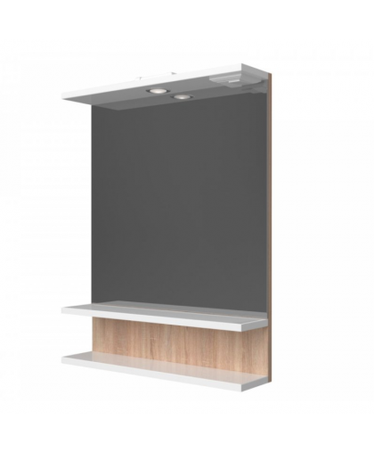 Зеркало "Нева 60" со светильником дуб/белый