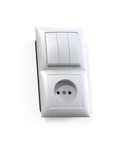 Блок комб. СП 3кл. выкл. + розетка б/з БКВР-410 СЕЛЕНА Кунцево Блок комб. СП 3кл. выкл. + розетка б/з БКВР-410 СЕЛЕНА Кунцево