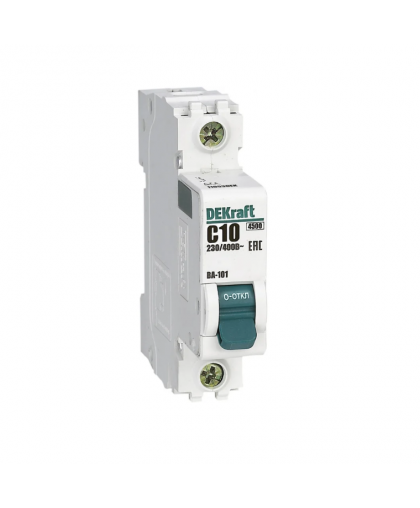 Выключатель автоматический ВА-101 1Р 10А С 4,5кА DEKraft Выключатель автоматический ВА-101 1Р 10А С 4,5кА DEKraft