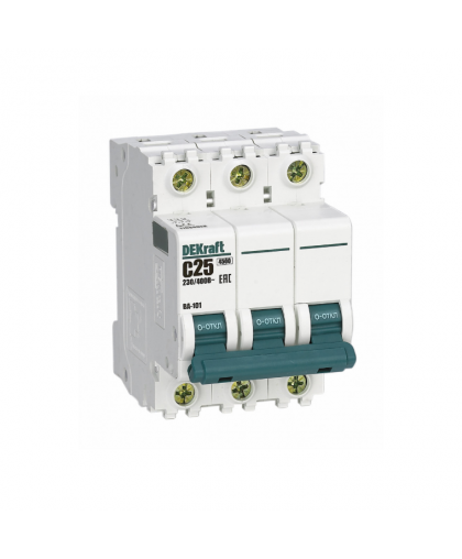 Выключатель автоматический ВА-101 3Р 25А С 4,5кА DEKraft Выключатель автоматический ВА-101 3Р 25А С 4,5кА DEKraft