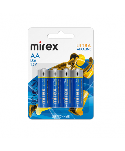 Элемент питания алкалиновая LR6 AA MIREX (4шт)