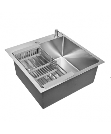 Мойка кухонная врезная 500*500*200мм DIKALAN сатин (сифон, дозатор)