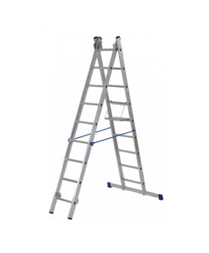 Лестница двухсекционная алюминиевая, 2*9 ступеней, H=257/426см, вес 7,34 кг FIT Лестница двухсекционная алюминиевая, 2*9 ступеней, H=257/426см, вес 7,34 кг FIT