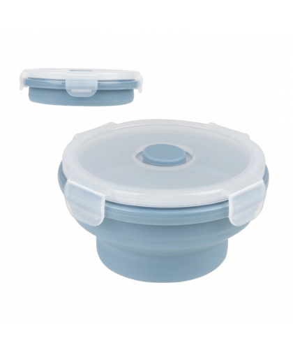 Контейнер для СВЧ складной герметичный 0,3л 12,5*6,5*(3,5)см синий силикон Mallony Контейнер для СВЧ складной герметичный 0,3л 12,5*6,5*(3,5)см синий силикон Mallony