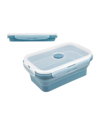 Контейнер для СВЧ складной герметичный 0,7л 18*12,5*7,0(3,0)см синий силикон Mallony Контейнер для СВЧ складной герметичный 0,7л 18*12,5*7,0(3,0)см синий силикон Mallony