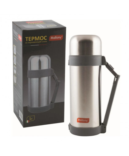 Термос 1,0л широкое горло, кнопка, ручка, нерж.сталь SF-1000A Mallony Термос 1,0л широкое горло, кнопка, ручка, нерж.сталь SF-1000A Mallony