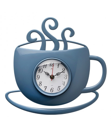 Часы 31,5*30,5см пластик "Рубин" Классика чашка с дымком корпус синий 3432-009 Часы 31,5*30,5см пластик "Рубин" Классика чашка с дымком корпус синий 3432-009