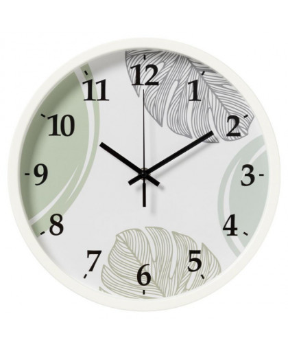 Часы 30см круг пластик "Рубин" Листопад корпус белый 3027-024 Часы 30см круг пластик "Рубин" Листопад корпус белый 3027-024