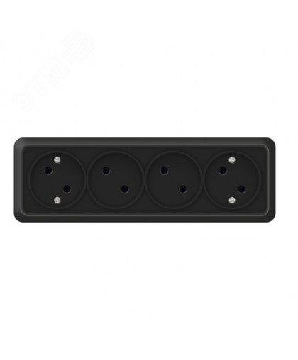 Розетка UNIVersal ОЛИМП 4-местная б/з черный ОП 16А 220В