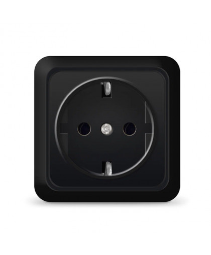 Розетка UNIVersal ОЛИМП 1-местная с/з черный ОП 16А 220В
