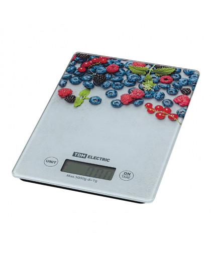 Весы кухонные электрон. "Ягоды" стекло до 5кг TDM