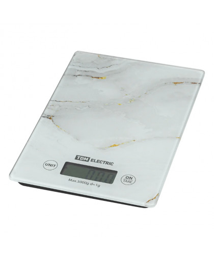 Весы кухонные электрон. "Мрамор" стекло до 5кг TDM