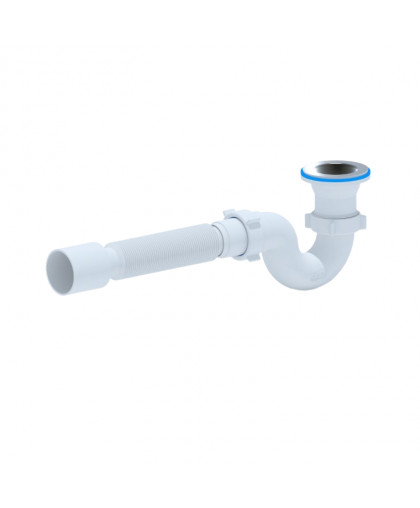 Сифон для душ.поддона 1 1/2" с гиб.трубой 40*40/50 винт 60мм AquaKratos