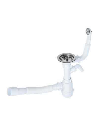 Сифон д/мойки 3 1/2"*40 универ.перелив отв.для с/м винт 40мм А1045S ECO AquaKratos