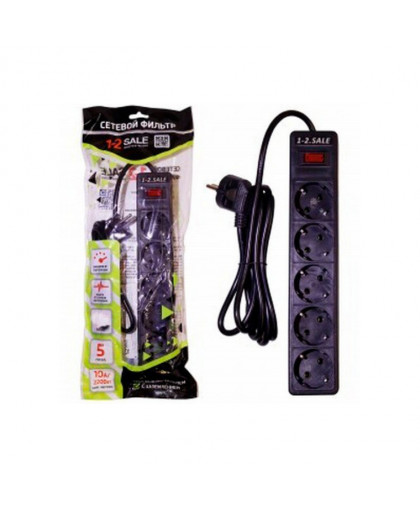 Фильтр сетевой 5роз. 5м 10А с/з ПВС 3*0,75 с выкл. черный Е1М 1-2.SALE Фильтр сетевой 5роз. 5м 10А с/з ПВС 3*0,75 с выкл. черный Е1М 1-2.SALE