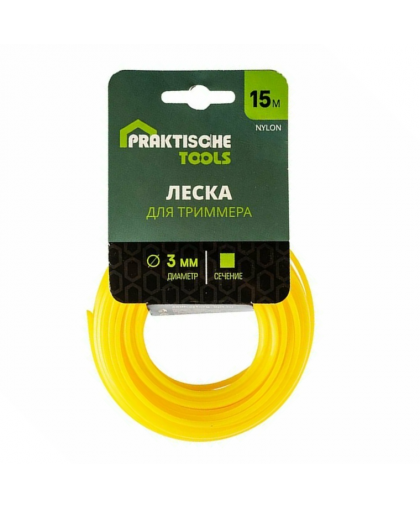 Леска для триммера 3,0мм 15м квадрат PRAKTISCHE TOOLS Леска для триммера 3,0мм 15м квадрат PRAKTISCHE TOOLS
