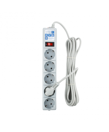 Фильтр сетевой 5 роз. 1,9м с з/к 10А белый POWER CUBE
