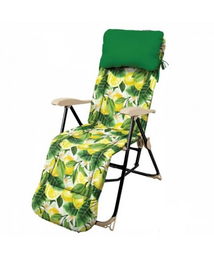 Кресло-шезлонг складное с подножкой, 8 положений спинки, сиденье 370*455мм Лимоны HAUSHALT
